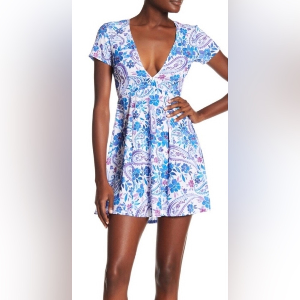 ✨ Show Me Your Mumu "Ibiza" Mini Dress in Summer Blue Paisley Size M ✨